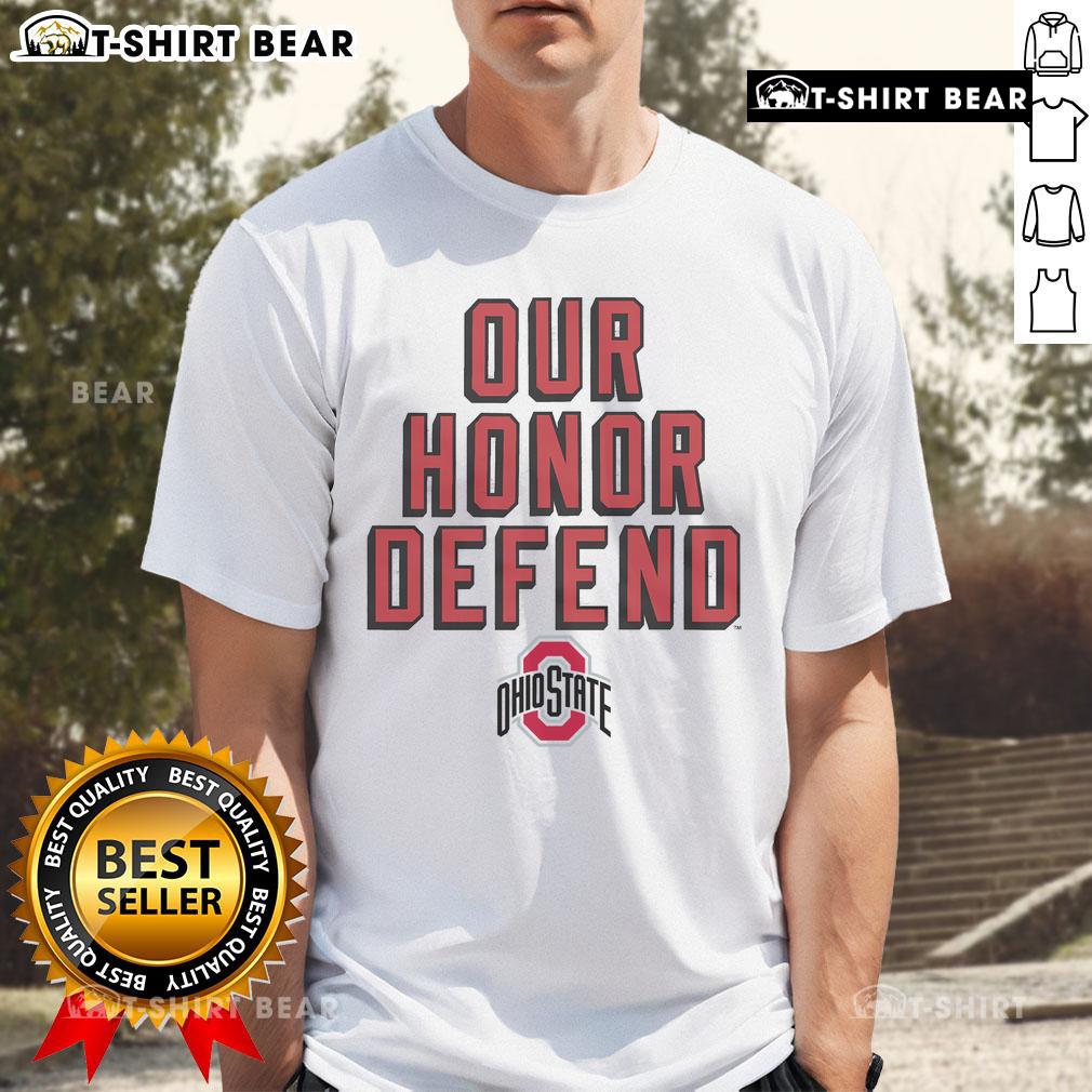 Alt Text: Official Our Honor Defend Ohio State T-Shirt featuring bold graphics and a comfortable fit, perfect for fans.