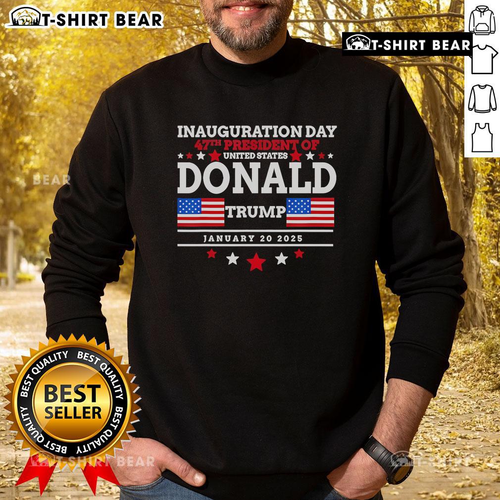 Men's Inauguration Day sweatshirt featuring red, white, and blue stars, celebrating Patriot Pride for Trump supporters.