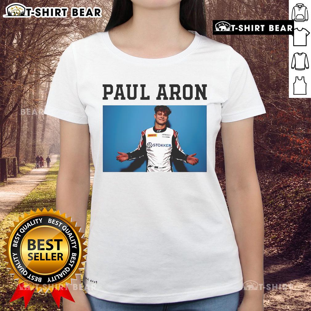 Official Paul Aron Portrait on Ladies Tee showcasing stylish design and vibrant colors for fans and fashion enthusiasts.