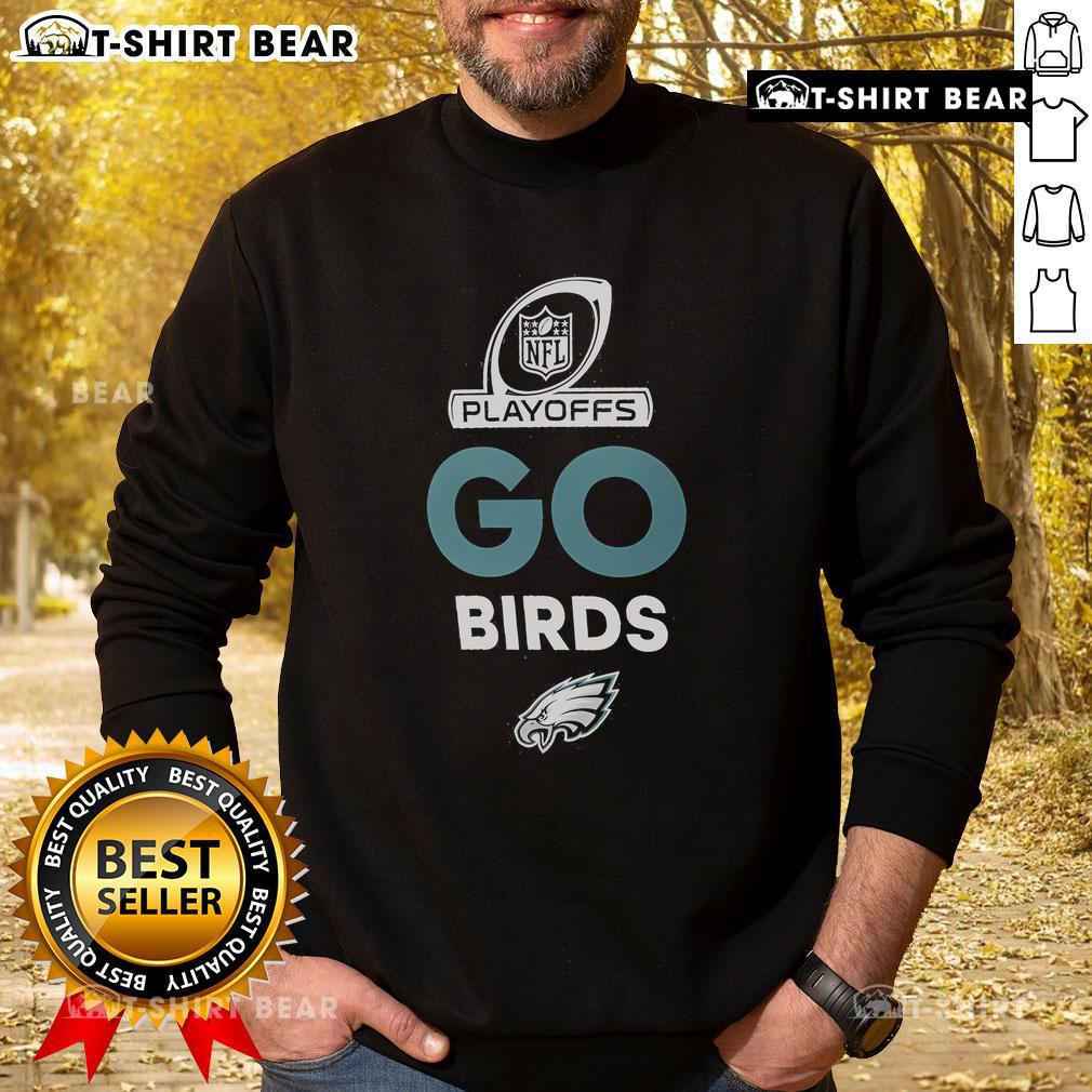 Official Philadelphia Eagles 2024 NFL Playoffs Go Birds Sweatshirt in green with team logo, perfect for game day.