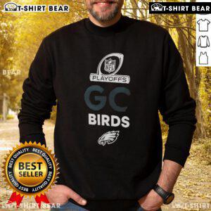 Official Philadelphia Eagles 2024 NFL Playoffs sweatshirt featuring team logo and vibrant colors, perfect for fans.