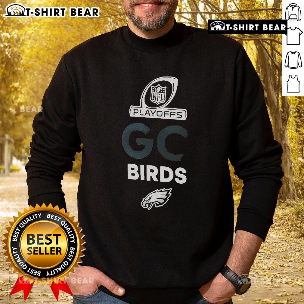 Official Philadelphia Eagles 2024 NFL Playoffs sweatshirt featuring team logo and vibrant colors, perfect for fans.