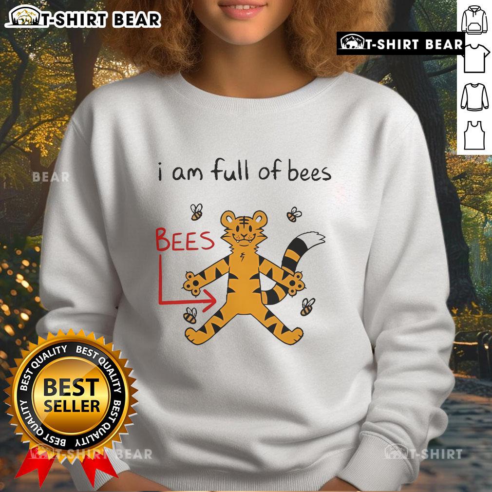 Official Prism Paws 'I Am Full Of Bees' sweatshirt featuring a colorful bee design on a cozy fabric.