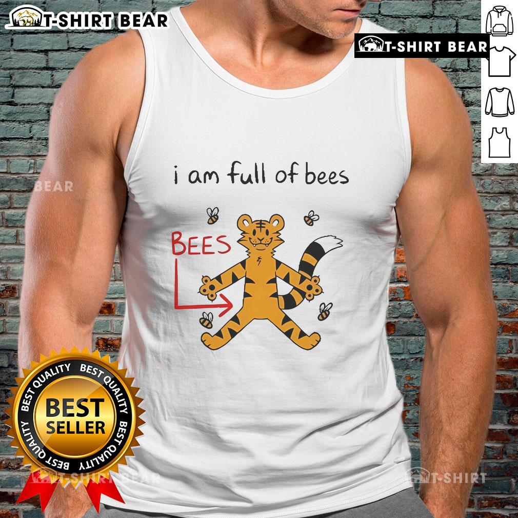 Official Prism Paws 'I Am Full Of Bees' tank top featuring a vibrant bee graphic, perfect for casual and playful outfits.