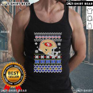 Official San Francisco 49ers NFL football Christmas helmet tank top featuring festive design and team logo.