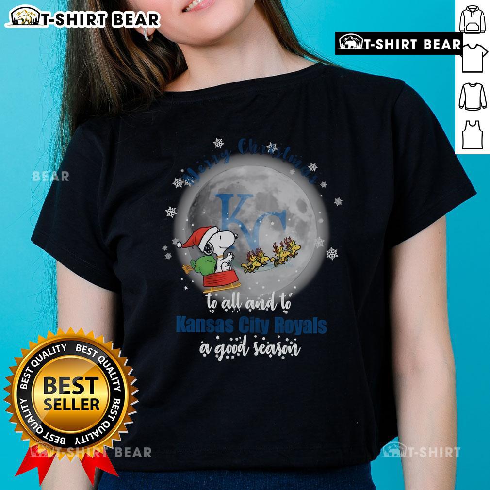 Official Santa Snoopy Merry Christmas tee for Kansas City Royals fans, celebrating a good season in style.