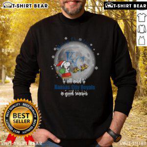 Official Santa Snoopy Merry Christmas sweatshirt celebrating the Kansas City Royals and a good season, perfect for fans.