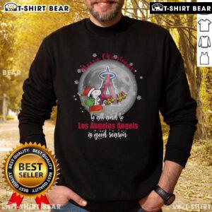 Official Santa Snoopy Merry Christmas sweatshirt for Los Angeles Angels fans, celebrating a good season in 2024.