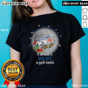 Official Santa Snoopy Merry Christmas to All tee for Toronto Blue Jays fans, celebrating a good 2024 season.