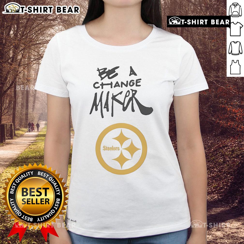 Alt Text: Official Steelers Be A Change Maker Inspire Change Ladies Tee, showcasing a stylish design for passionate fans.