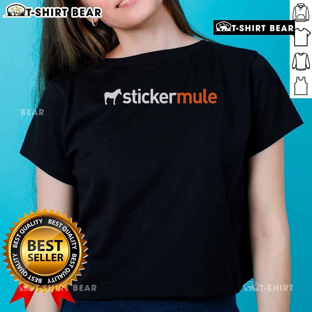 Official Stickermule logo on a stylish ladies tee, showcasing a trendy design for sticker enthusiasts.