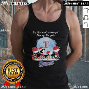 Official Texas Rangers Christmas tank top featuring Peanut characters, perfect for holiday cheer and baseball fans.