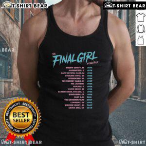 Official The Final Girl World Tour tank top featuring a bold graphic design, perfect for fans of the iconic horror series.