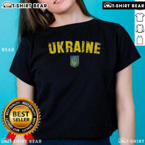 Vintage Ukraine Ladies Tee featuring the official Ukraine flag design, perfect for showing national pride in style.