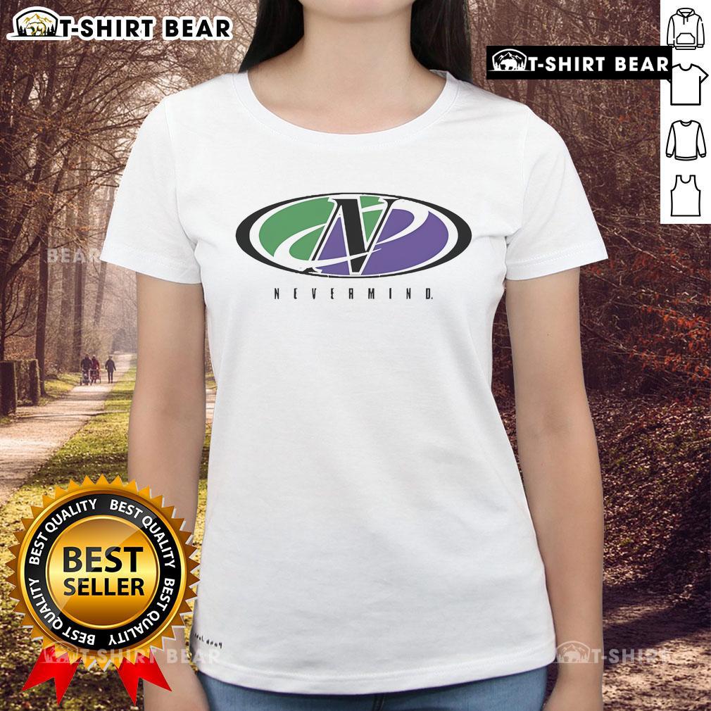 Official Veronika Slowikowska Never Mind Sporty Logo Ladies Tee showcasing stylish design and vibrant colors.