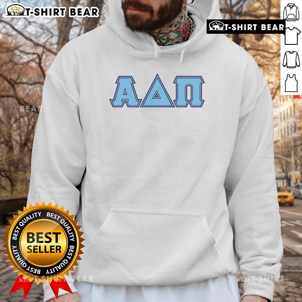 Premium Alpha Delta Pi Adelphean blue letters sorority ADPi hoodie showcasing vibrant colors and stylish design.