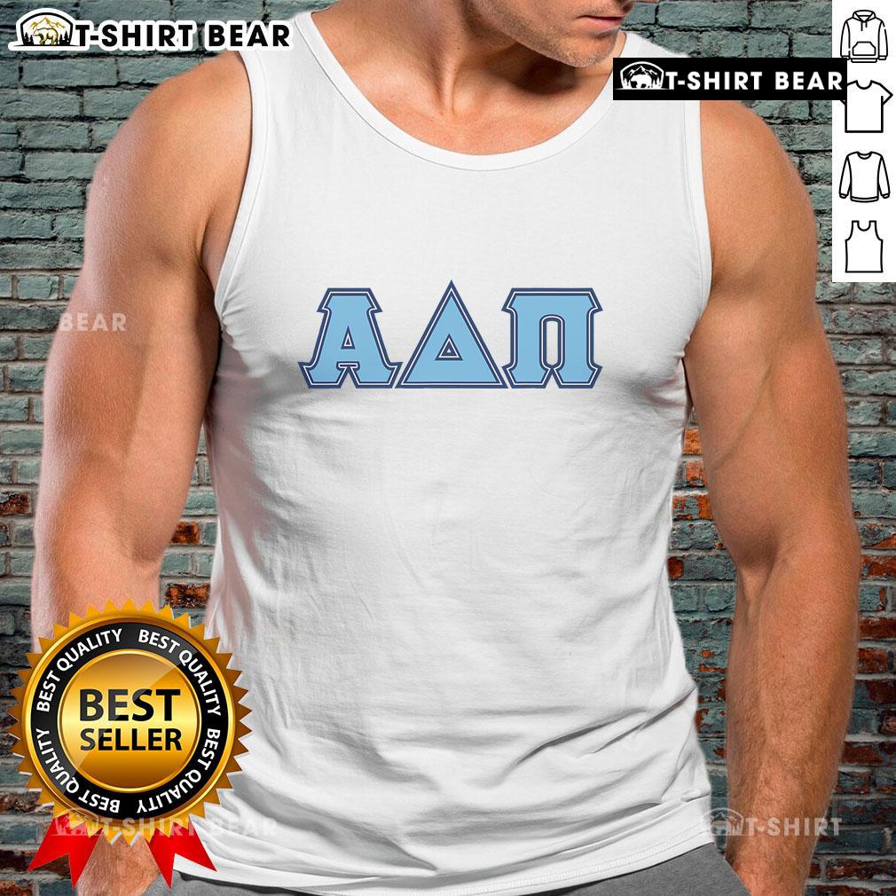 Premium Alpha Delta Pi Adelphean blue letters tank top for sorority members, showcasing ADPi spirit and style.