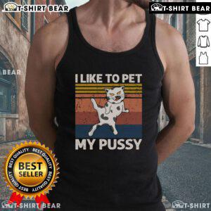 Funny cat tank top featuring 'I Like To Pet My Pussy' adult humor design, perfect for cat lovers and playful fashion.