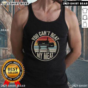 Retro vintage tank top featuring 'You Can't Beat My Meat' slogan, perfect for BBQ grilling and smoking enthusiasts.