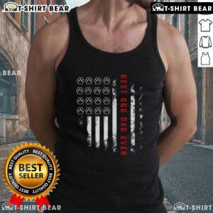 Top Best Dog Dad Ever tank top featuring an American flag design, perfect for dog-loving fathers.