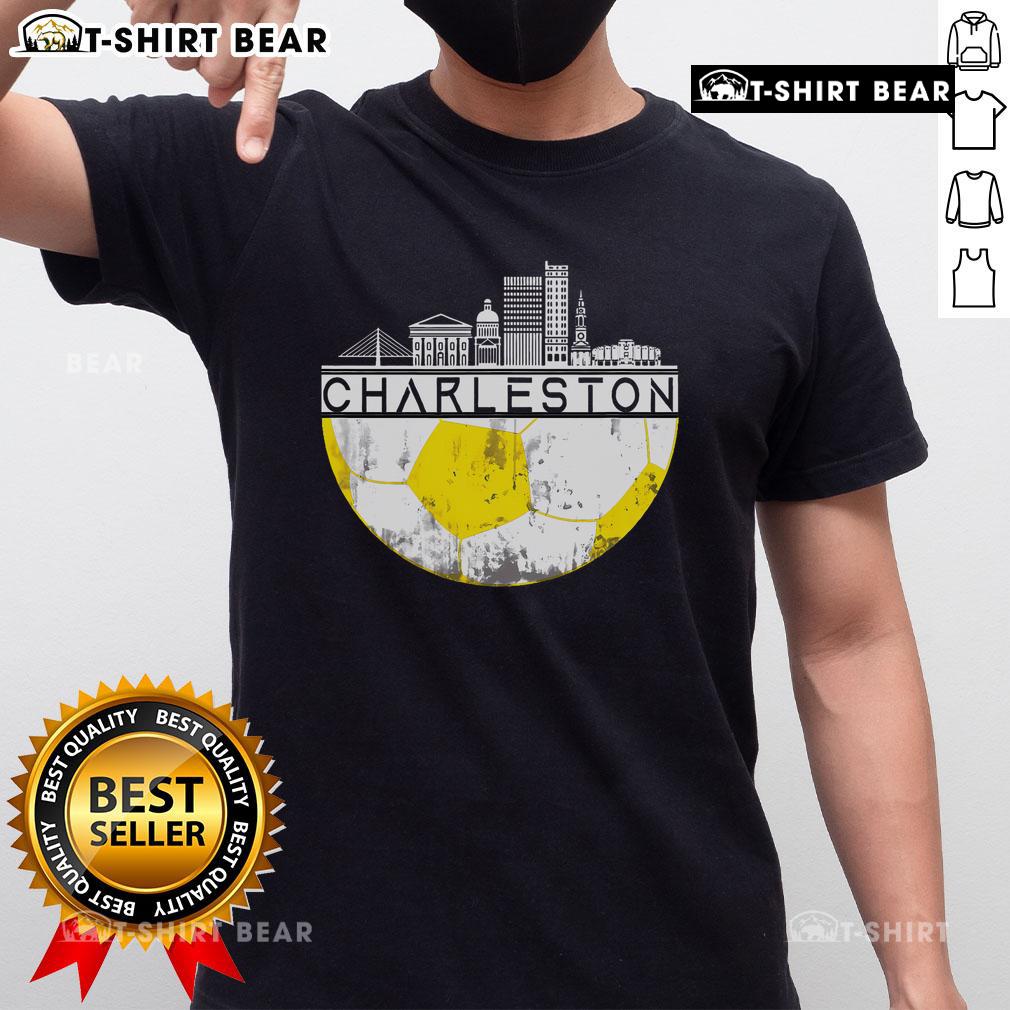Top Charleston Skyline Soccer Champs T-Shirt showcasing vibrant design for soccer enthusiasts and fans of Charleston sports.