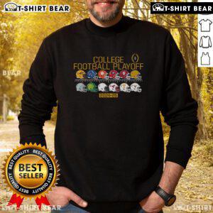 2024-2025 sweatshirt featuring helmets of top college football playoff-bound teams, showcasing team spirit and style.