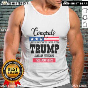 Alt Text: Celebrate with a Top Congrats 47th President Donald Trump tank top featuring bold colors and patriotic design.
