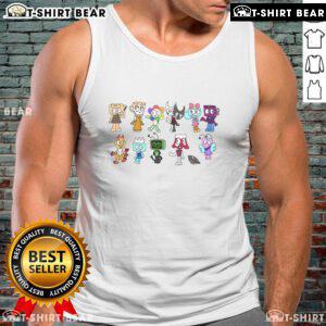 Top Dandy's World Characters Tank Top featuring vibrant designs of popular characters from the Top Dandy series.