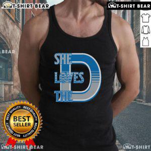 Alt Text: Top Detroit 313 She Loves The D tank top displayed on a mannequin, showcasing Detroit pride and stylish design.
