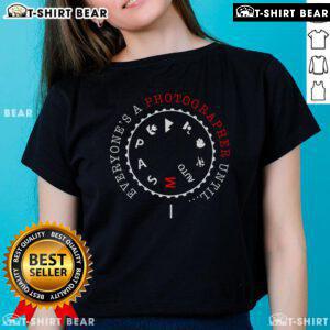 Top Everyone's A Photographer Until Manual Mode Ladies Tee featuring a stylish design for photography enthusiasts.