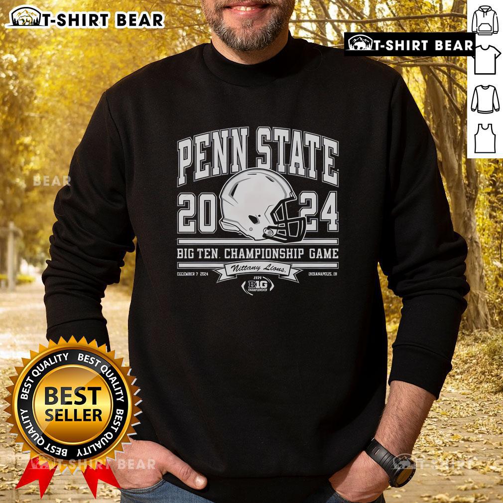 Top Homefield Penn State Nittany Lions 2024 Big Ten Championship sweatshirt displayed on a wooden background.