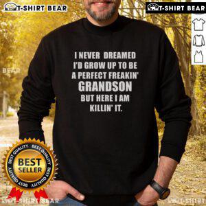 Top I Never Dreamed I'd Grow Up To Be A Perfect Grandson Sweatshirt in cozy fabric, perfect gift for grandsons.