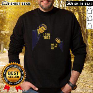 Top I Saw That Jesus Meme sweatshirt featuring Barron Trump saying 'I'm telling Dad' in bold text.