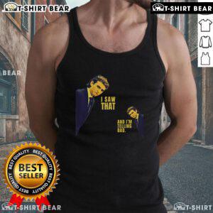 Jesus meme featuring Barron Trump in a tank top saying 'I saw that' with a humorous expression, perfect for meme lovers.
