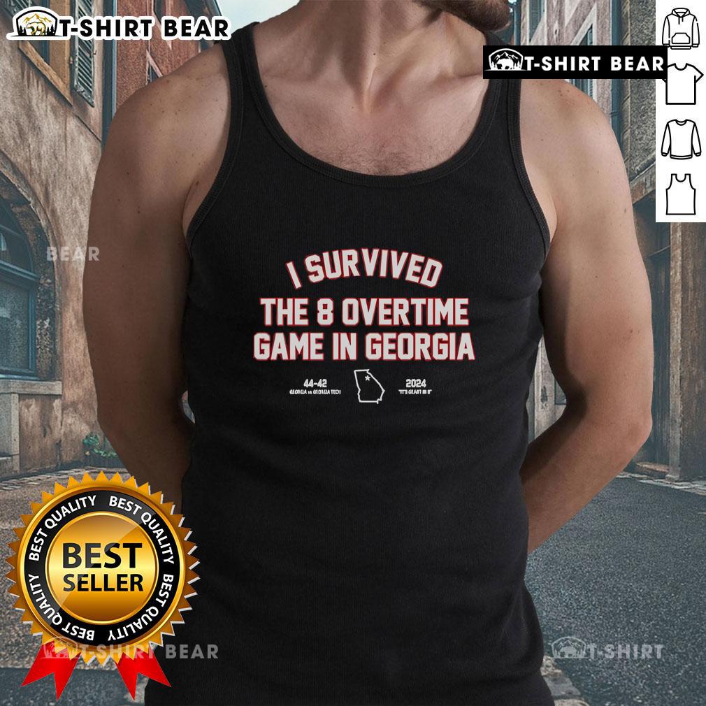 Top I Survived The 8 Overtime Game in Georgia 44-42 2024 tank top featuring a bold graphic and vibrant colors.