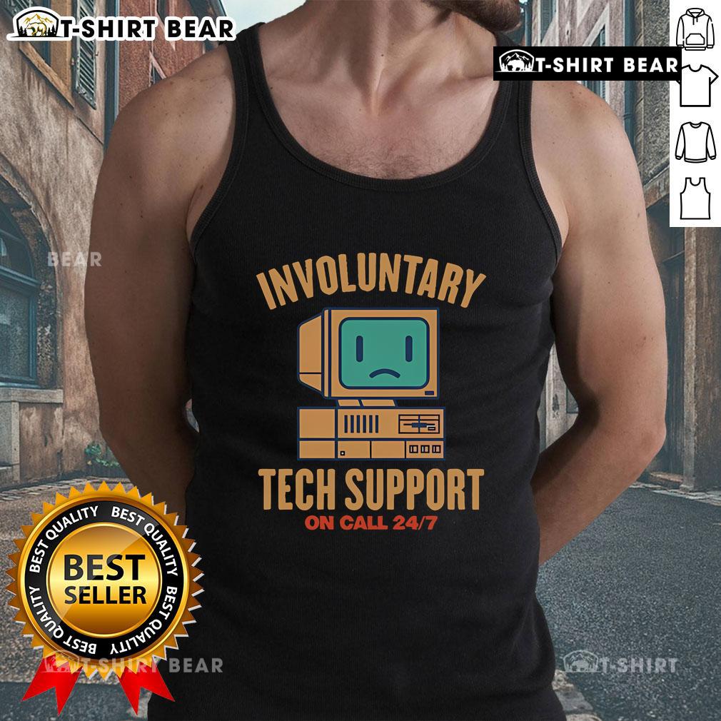 Top Involuntary Tech Support Tank Top featuring humorous tech support graphics for IT enthusiasts and casual wear.