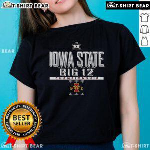 Top Iowa State Cyclones Cardinal 2024 Big 12 Football Championship Ladies Tee showcasing team pride and style.