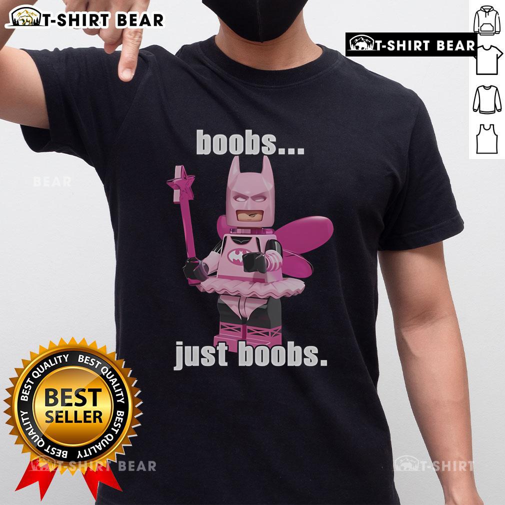 Top Lego Pink Batman Boobs T-Shirt featuring playful graphic design and vibrant colors for a fun, stylish look.
