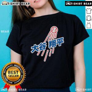 Alt Text: Top Los Angeles Baseball Number 17 Japanese Character Enza Ladies Tee in stylish design and comfortable fit.