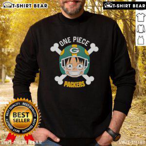 Top Luffy One Piece X Green Bay Packers sweatshirt featuring vibrant graphics and cozy design for fans.