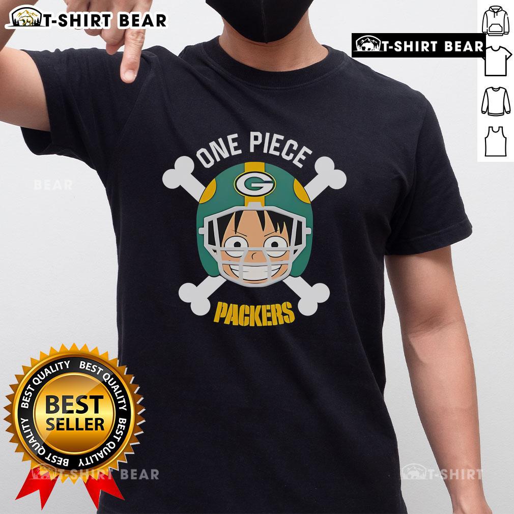 Top Luffy One Piece X Green Bay Packers T-Shirt featuring vibrant graphics and bold colors for fans of anime and football.