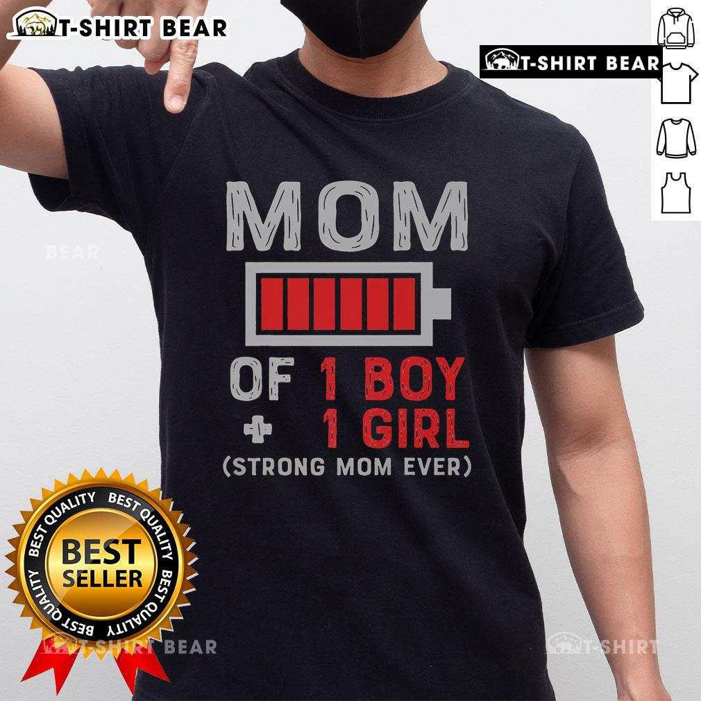 Top Mom of 1 Boy 1 Girl T-Shirt gift from daughter or son for Mother's Day celebration and appreciation.