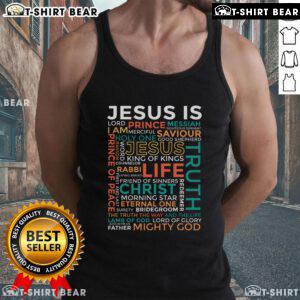 Stylish tank top featuring 'Top Names of Jesus' design, perfect for Christians celebrating their faith.