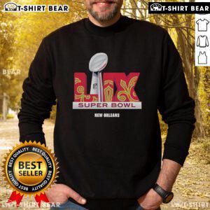 Stylish NFL sweatshirt featuring Super Bowl LIX trophy design, perfect for New Orleans fans and football enthusiasts.