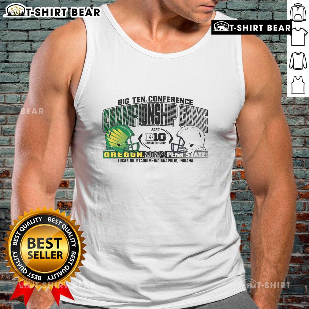 Top Penn State Nittany Lions 2024 Big Ten Championship Dueling Tank Top in blue and white, showcasing team pride and style.