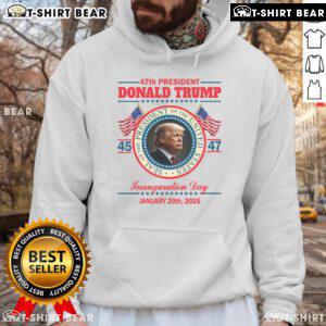 Alt Text: Top President Donald Trump Inauguration Day 2025 memorabilia hoodie featuring a bold graphic and patriotic colors.
