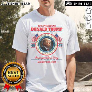 Top President Donald Trump Inauguration Day 2025 memorabilia t-shirt showcasing patriotic design and bold graphics.