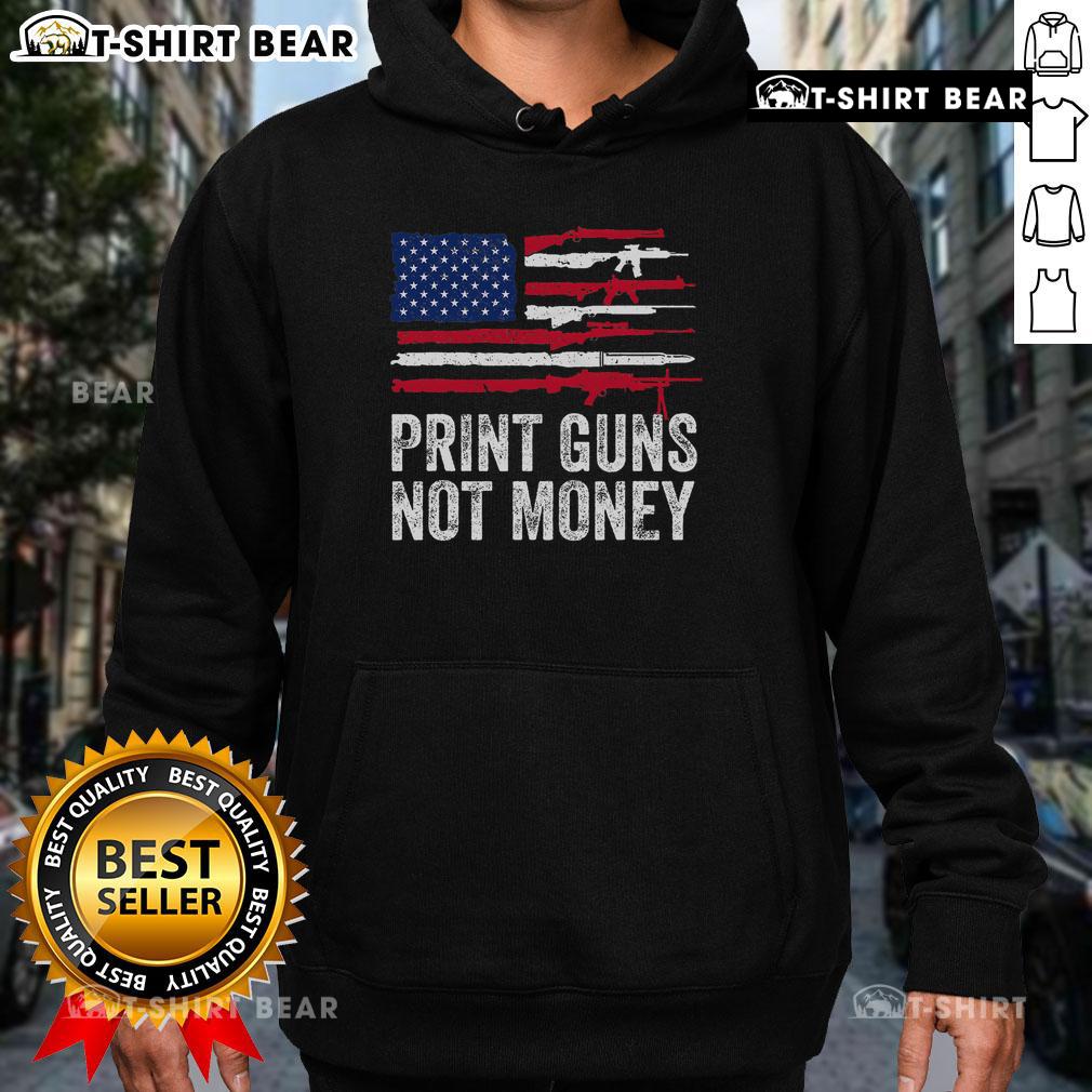 Top Print Guns Not Money Hoodie featuring a bold graphic design on a stylish, comfortable sweatshirt for casual wear.