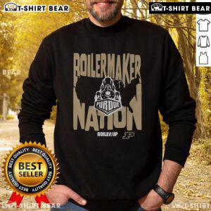Alt Text: Top Purdue Boilermakers Nation Boiler Up sweatshirt in black, showcasing team pride and style for fans.