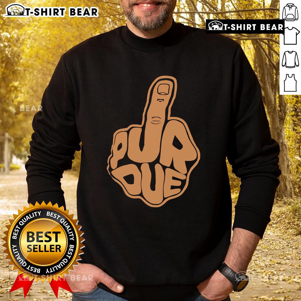 Alt Text: Top Purdue Middle Finger Go Hoosiers Sweatshirt featuring bold graphics and a comfortable fit for fans.